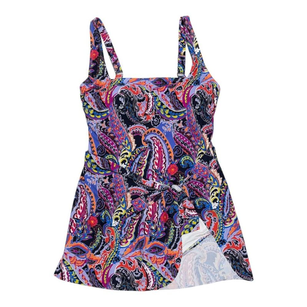 Anne Cole Women's UPF 50 4-Way Stretch Wrap Tie Swim Dress - Purple